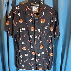 American Republic Black Breakfast Print Men's Casual Shirt